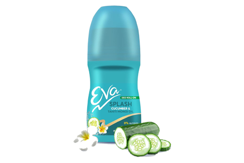 Eva Splash Underarm Roll on Deodorant | With Tahiti Monoi Oil and Cucumber Extracts | Alcohol and Aluminium Free