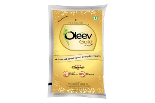 Modi Naturals Oleev Gold With CARDIZYMES | Blend of Rice Bran & Sunflower Oil 1L Pouch