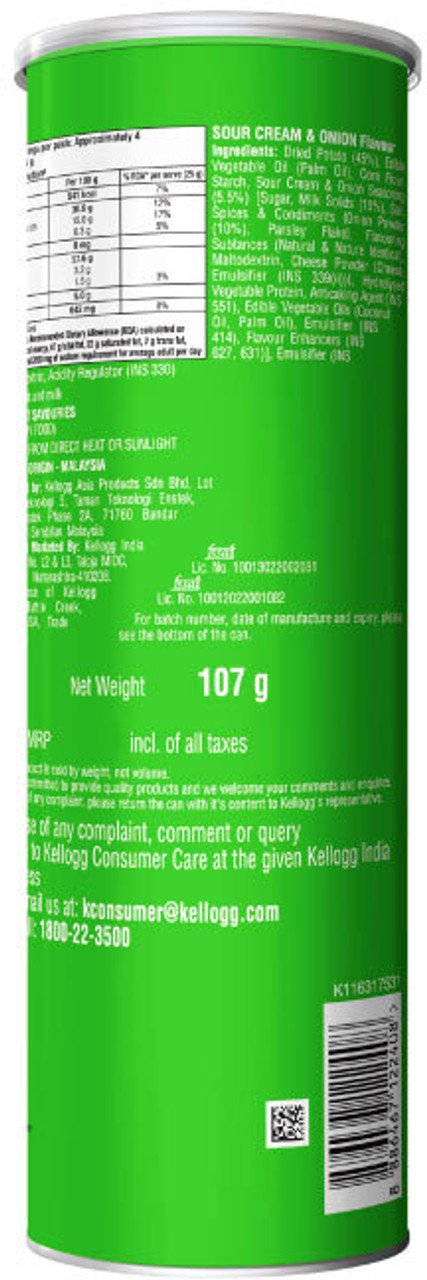 Pringles Sour Cream and Onion Flavour Chips (107 g) - Image 5