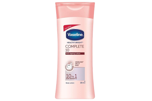 Vaseline Healthy Bright Body Lotion 100ml | Complete10 Anti-Ageing Lotion, Vaseline Jelly AHA 10in1 Skin Benefits| Complete10 Anti-Ageing Lotion, Vaseline Jelly AHA 10in1 Skin Benefits